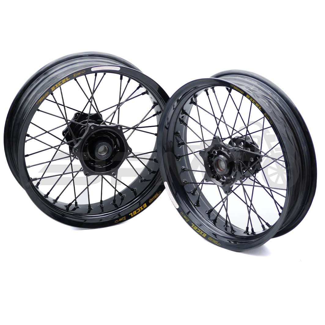 Excel Supermoto Felgen Satz Talon Nabe All Black f. KTM 2015 - 2023 - Mit Gutachten Excel Supermoto Felgen Satz Talon Nabe All Black f. KTM 2015 - 2023 - Mit Gutachten